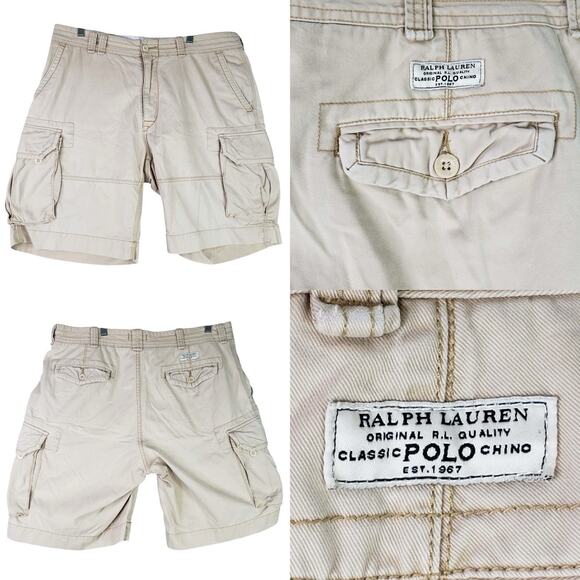 Polo Ralph Lauren Other - Polo Ralph Lauren Cargo Shorts Men's Size 38 Beige Khaki Cotton Pockets